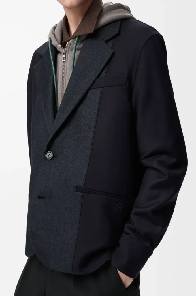 Chaqueta híbrida de lana azul marino/gris Chaqueta híbrida de lana azul marino/gris