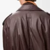 Chaqueta motera abullonada en piel de cordero napa Marrón oscuro Chaqueta motera abullonada en piel de cordero napa Marrón oscuro