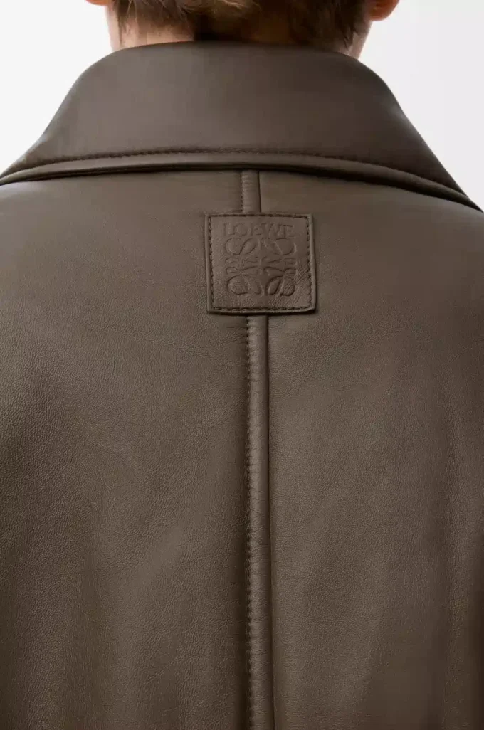 Chaqueta motera de piel de cordero napa verde caqui Chaqueta motera de piel de cordero napa verde caqui