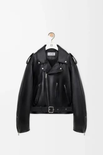 Chaqueta motera en piel de cordero napa. Negro Chaqueta motera en piel de cordero napa. Negro
