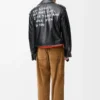 Chaqueta motera en piel de cordero napa. Negro