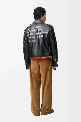 Chaqueta motera en piel de cordero napa. Negro Chaqueta motera en piel de cordero napa. Negro