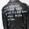 Chaqueta motera en piel de cordero napa. Negro