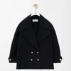 Chaqueta tipo peacoat de lana azul medianoche Chaqueta tipo peacoat de lana azul medianoche