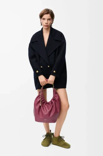 Chaqueta tipo peacoat de lana azul medianoche