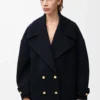 Chaqueta tipo peacoat de lana azul medianoche Chaqueta tipo peacoat de lana azul medianoche