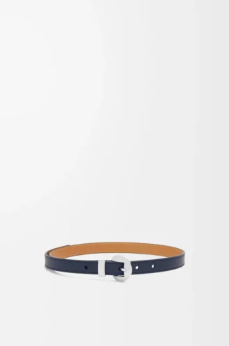 Cinturón Pebble de piel de becerro lisa Deep Navy/Palladium