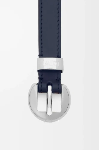 Cinturón Pebble de piel de becerro lisa Deep Navy/Palladium