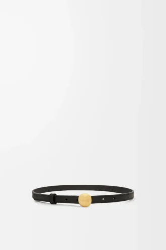 Cinturón Pebble de piel de becerro lisa Negro/Oro
