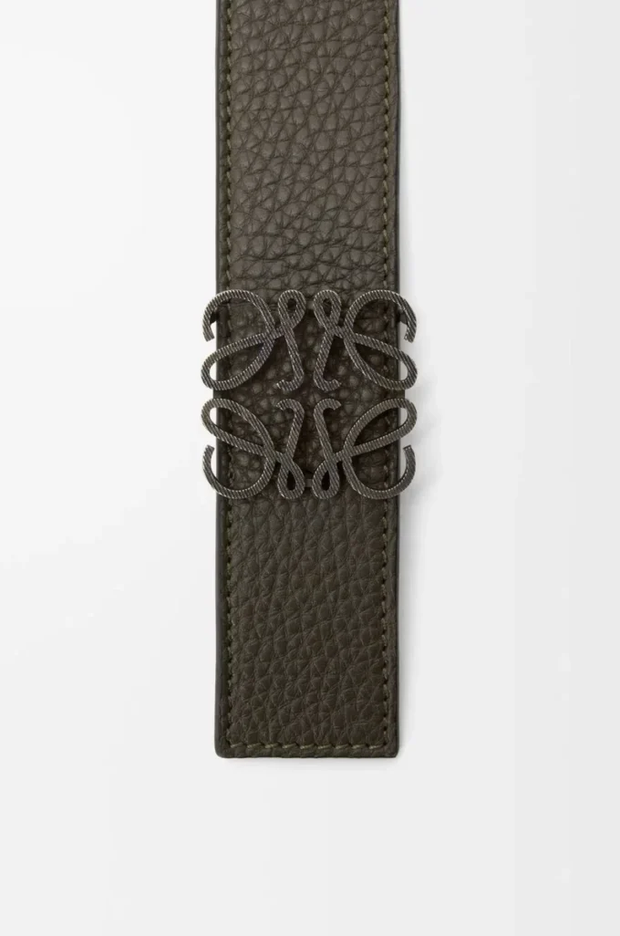 Cinturón reversible Anagram en piel de becerro granulada flexible Dark Khaki/Black/Dark Pal Cinturón reversible Anagram en piel de becerro granulada flexible Dark Khaki/Black/Dark Pal