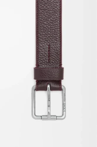 Cinturón Roller Curve en piel de becerro granulada flexible Oxblood/Palladium vintage