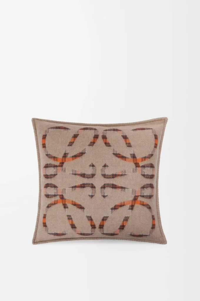 Cojín de lana y cachemira Beige/Naranja Cojín de lana y cachemira Beige/Naranja