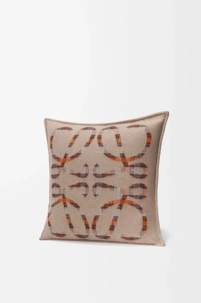 Cojín de lana y cachemira Beige/Naranja Cojín de lana y cachemira Beige/Naranja