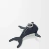 Colgante ballena en piel de becerro clásica azul medianoche/blanco
