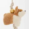 Colgante Corgi en fieltro y piel de becerro Soft White/Orange Colgante Corgi en fieltro y piel de becerro Soft White/Orange