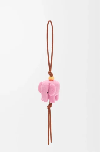 Colgante elefante de fieltro y piel de becerro Candy