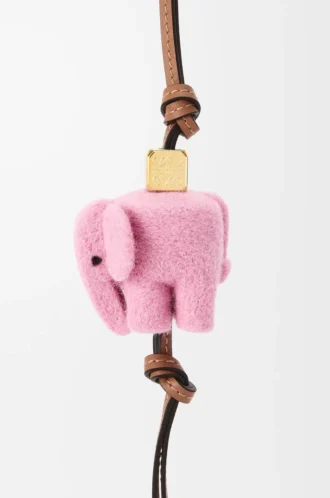 Colgante elefante de fieltro y piel de becerro Candy
