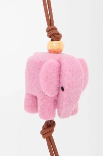 Colgante elefante de fieltro y piel de becerro Candy