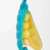 Colgante en forma de vaina de guisantes en piel de becerro clásica Deep Turquoise/Baby Corn