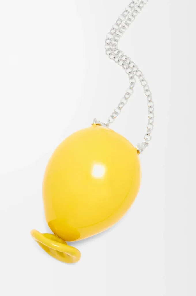 Colgante globo en plata de ley y esmalte amarillo Colgante globo en plata de ley y esmalte amarillo