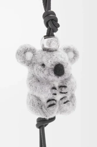 Colgante koala en fieltro y piel de becerro gris claro/negro Colgante koala en fieltro y piel de becerro gris claro/negro