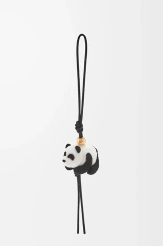 Colgante Panda en fieltro y piel de becerro Negro/Blanco Colgante Panda en fieltro y piel de becerro Negro/Blanco