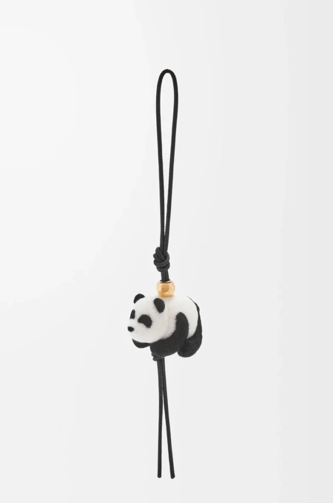 Colgante Panda en fieltro y piel de becerro Negro/Blanco Colgante Panda en fieltro y piel de becerro Negro/Blanco