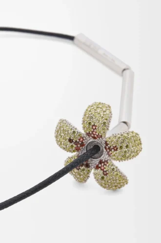 Collar Flor en plata de ley y cristales Amarillo/Plata