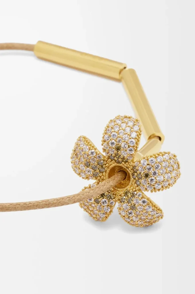 Collar Flor en plata de ley y cristales Blanco/Oro Collar Flor en plata de ley y cristales Blanco/Oro