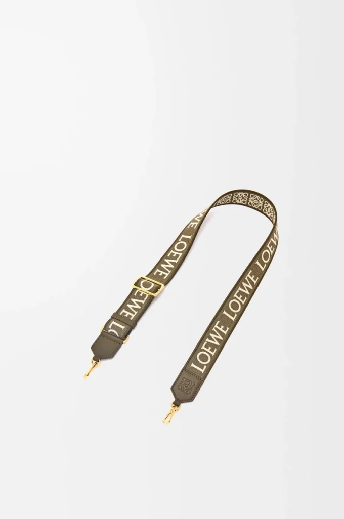 Correa Anagram en jacquard y piel de becerro Dark Khaki Correa Anagram en jacquard y piel de becerro Dark Khaki
