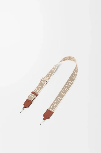 Correa Anagram en jacquard y piel de becerro Natural/Tan/Palladium