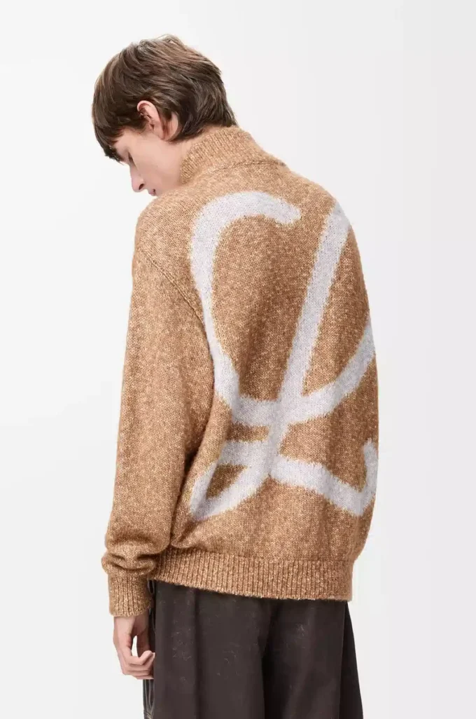 Cárdigan con cremallera de algodón, lino y lana. Beige. Cárdigan con cremallera de algodón, lino y lana. Beige.