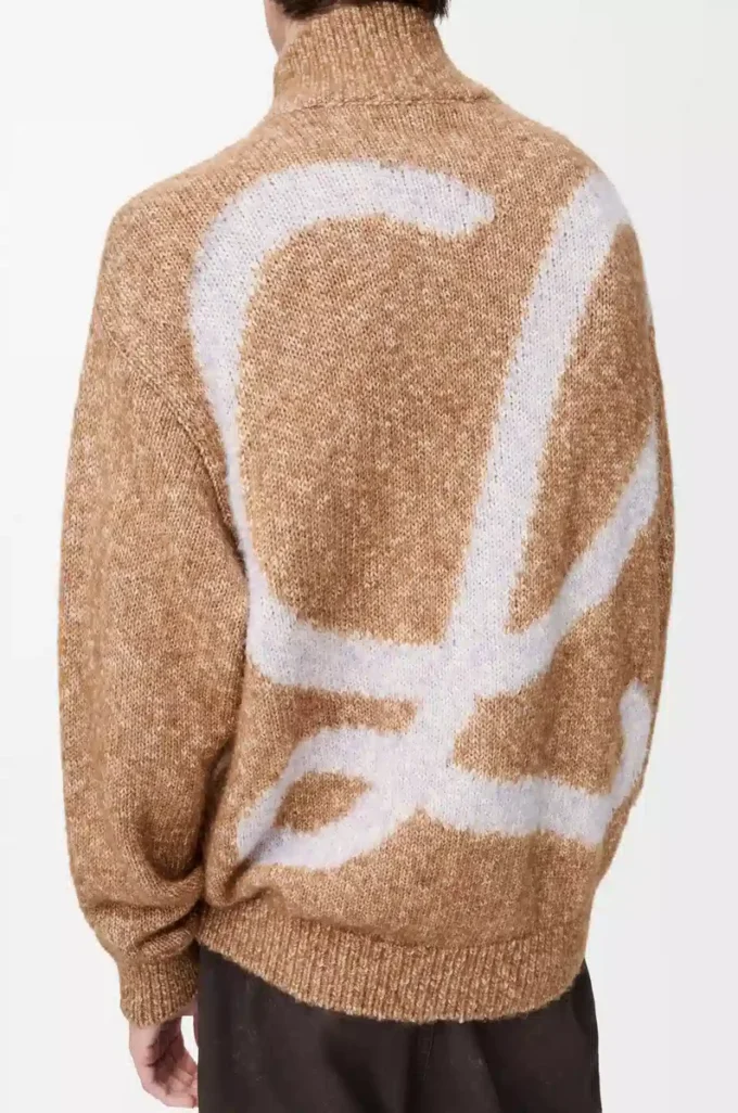 Cárdigan con cremallera de algodón, lino y lana. Beige. Cárdigan con cremallera de algodón, lino y lana. Beige.