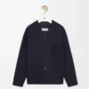 Cárdigan de lana y cachemira azul marino/gris