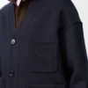 Cárdigan de lana y cachemira azul marino/gris