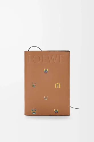 Cuaderno Cats en piel de becerro color moca