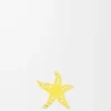 Dados con estrella de mar en piel de becerro amarillo/beige Dados con estrella de mar en piel de becerro amarillo/beige