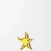 Dados con estrella de mar en piel de becerro amarillo/beige Dados con estrella de mar en piel de becerro amarillo/beige