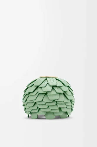 Dados con motivos florales en piel de becerro clásica verde menta