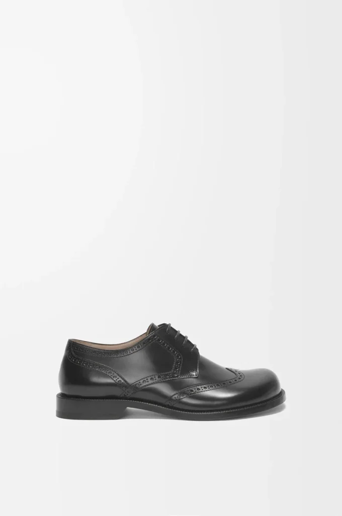 Derby brogue Campo en piel de becerro cepillada Negro Derby brogue Campo en piel de becerro cepillada Negro