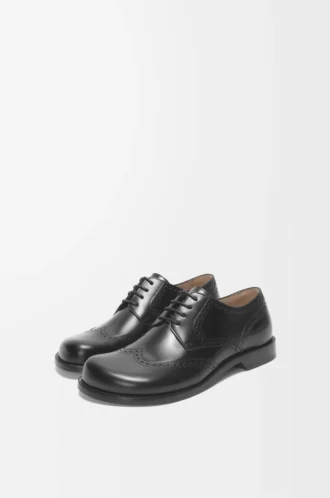 Derby brogue Campo en piel de becerro cepillada Negro