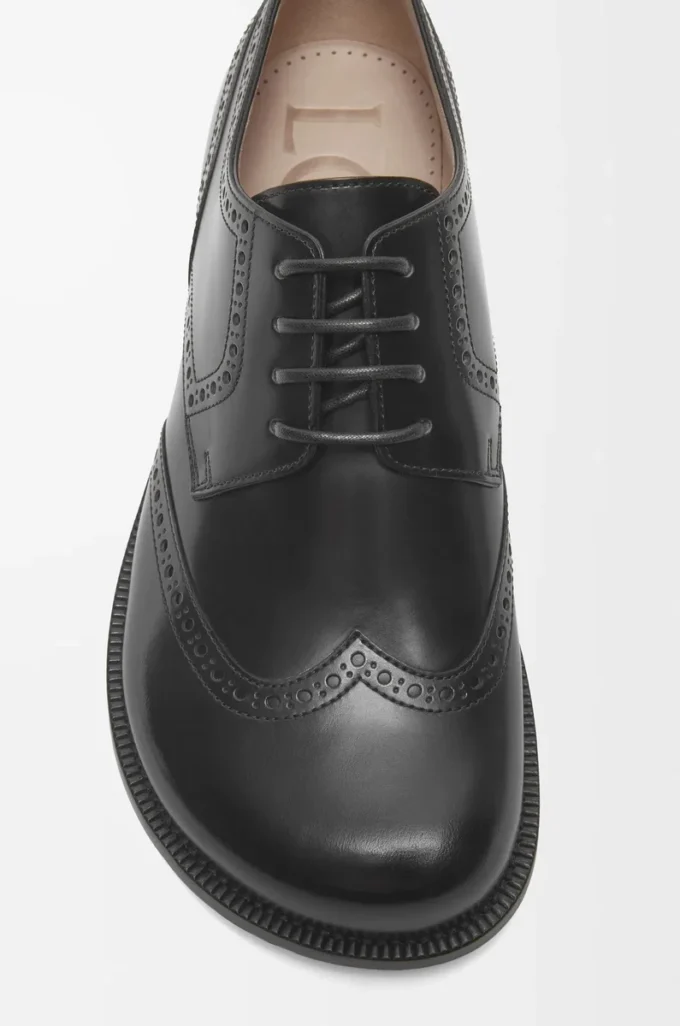 Derby brogue Campo en piel de becerro cepillada Negro Derby brogue Campo en piel de becerro cepillada Negro