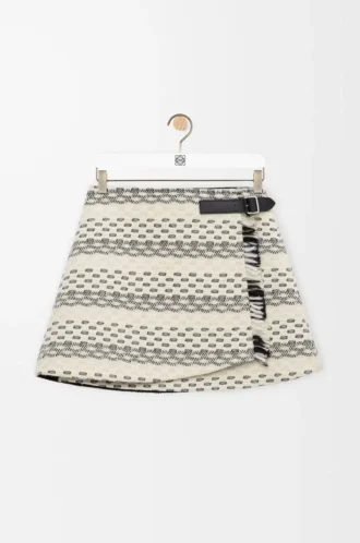 Falda de jacquard de mezcla de lana en negro/blanco