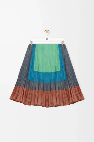 Falda en mezcla de seda Caramelo/Verde brillante Falda en mezcla de seda Caramelo/Verde brillante