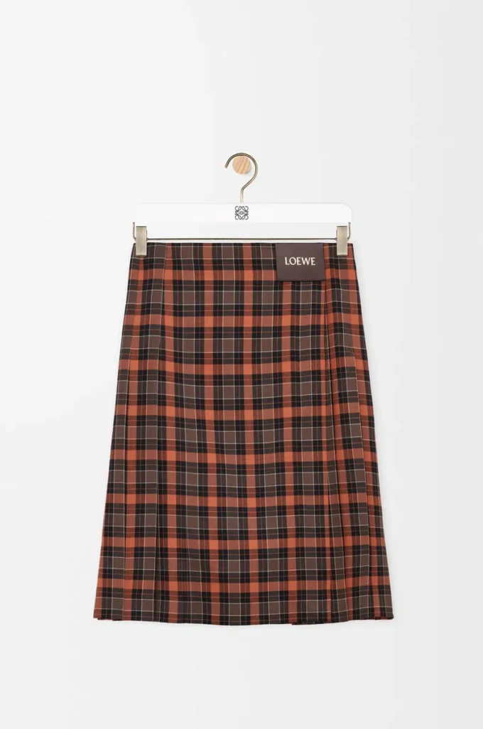Falda plisada de mezcla de lana Naranja/Negro Falda plisada de mezcla de lana Naranja/Negro