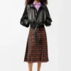 Falda plisada de mezcla de lana Naranja/Negro Falda plisada de mezcla de lana Naranja/Negro