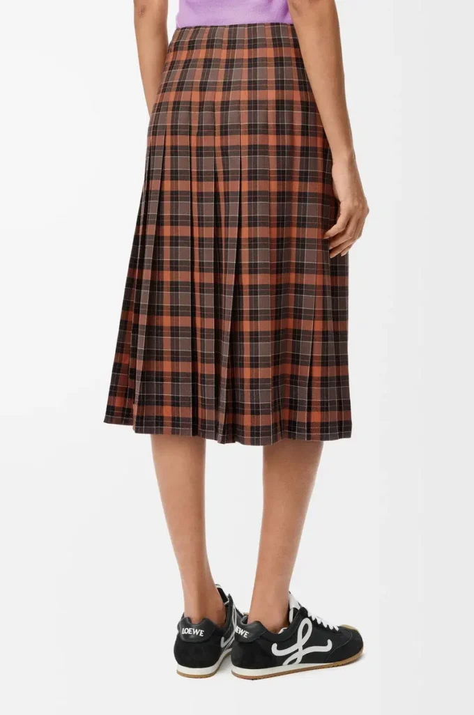 Falda plisada de mezcla de lana Naranja/Negro Falda plisada de mezcla de lana Naranja/Negro