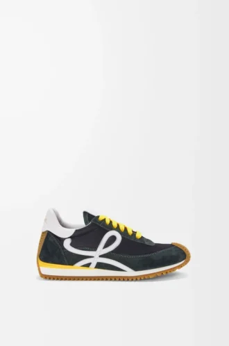 Flow Runner 2.0 en nailon y ante Negro/Blanco/Caqui