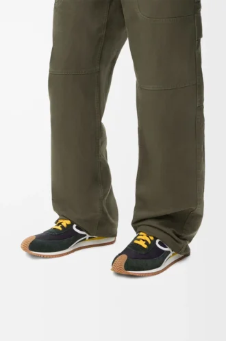 Flow Runner 2.0 en nailon y ante Negro/Blanco/Caqui