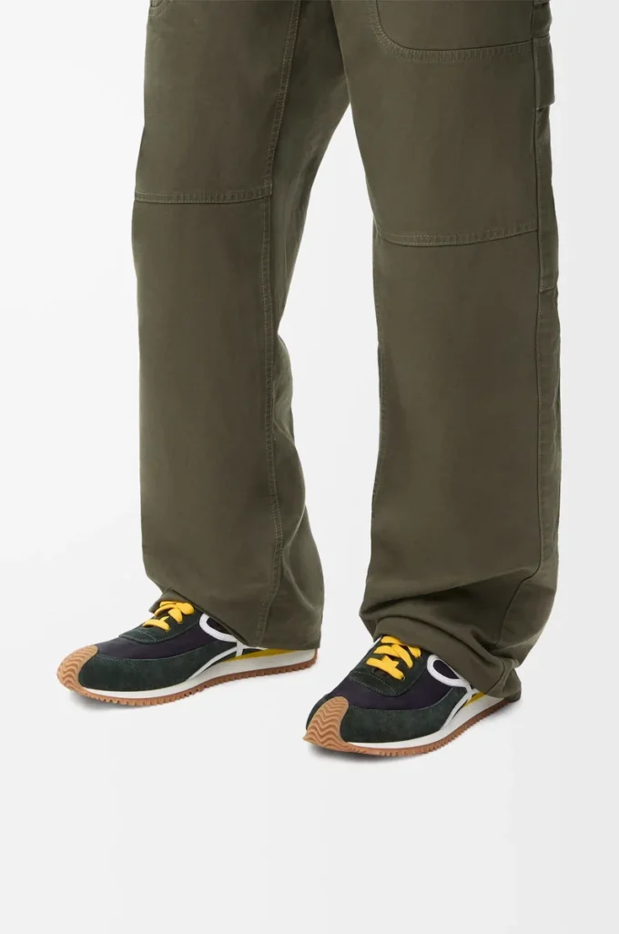 Flow Runner 2.0 en nailon y ante Negro/Blanco/Caqui